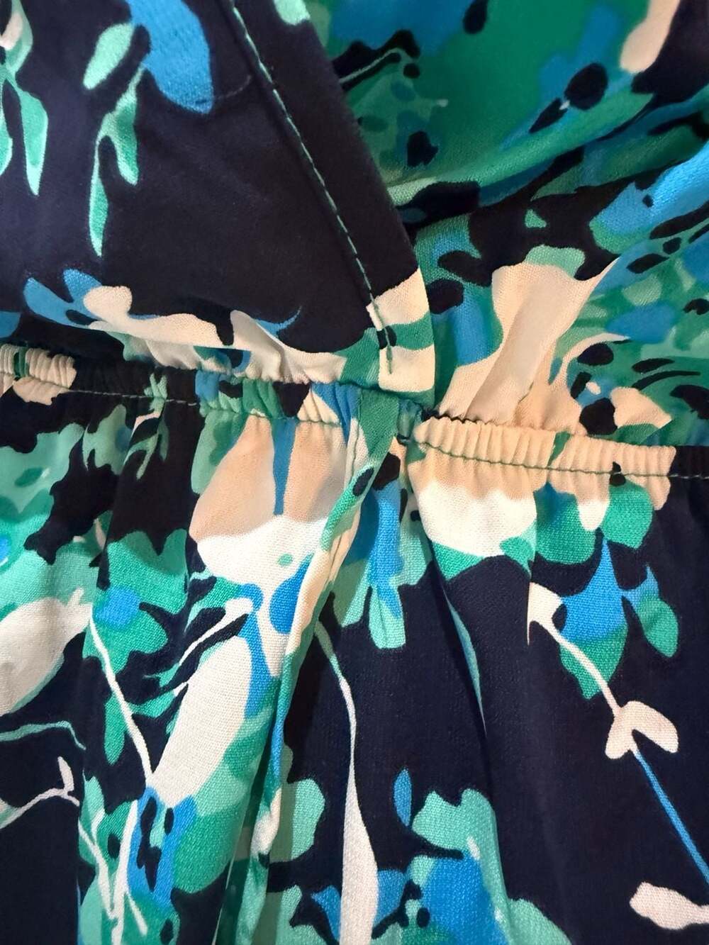NWT Fraiche by J Blue Floral Maxi Dress Size Medium Faux Wrap Elastic Waist - Picture 4 of 4